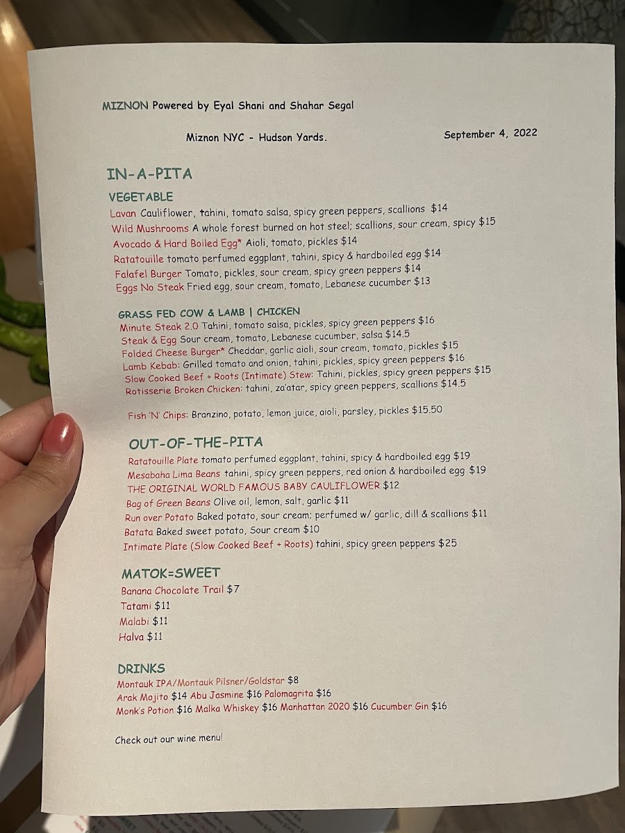 Menu - Miznon photo 6