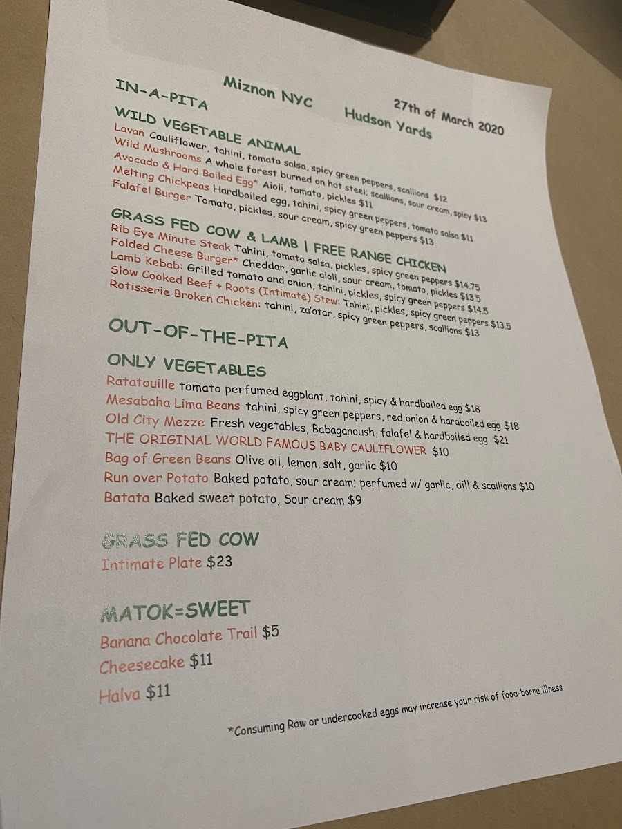 Menu - Miznon photo 7
