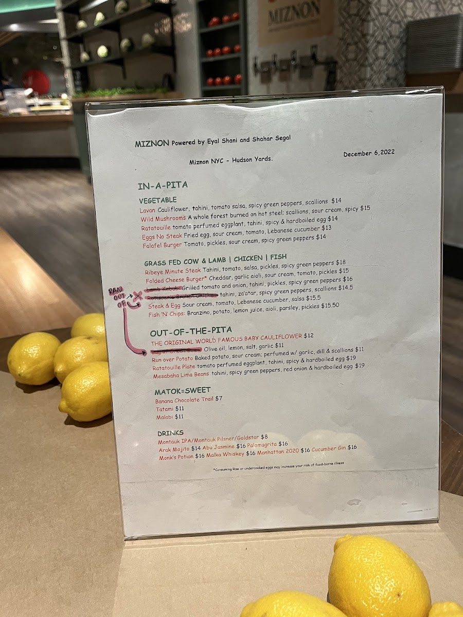 Menu - Miznon photo 8